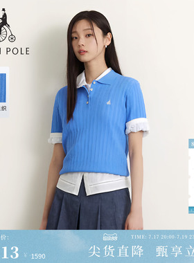 【新品】BEANPOLE滨波26夏季女慵懒风SOLSOL细麻花镂空针织polo衫