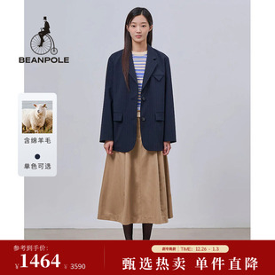 藏青条纹简约风单西西装 女士商务休闲时尚 BEANPOLE滨波 含绵羊毛