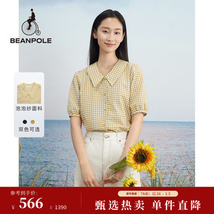 衬衫 BEANPOLE滨波女士田园风格 短袖 优雅时尚 纹日常温柔活力基础款