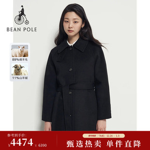 大衣 含山羊绒BEANPOLE滨波秋冬女士手缝复古巴尔玛肯长款 新品