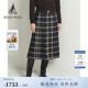 格纹百褶半身裙 通勤中长款 含绵羊毛BEANPOLE滨波春季 女士优雅时尚