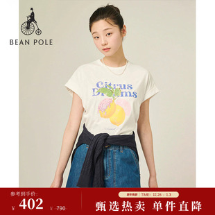 女士夏日活力水彩水果图案短袖 2025夏季 BEANPOLE滨波 T恤 新品