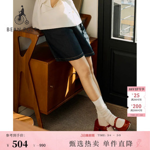 BEANPOLE滨波 春夏女士休闲简约通勤纯色户外潮酷变形款牛仔短裤