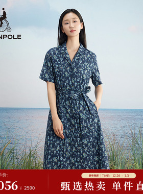 【100%全棉】BEANPOLE滨波女优雅气质休闲度假收腰碎花茶歇连衣裙