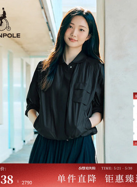 BEANPOLE滨波  女士商务休闲风日常户外翻领长袖拉链黑色短款夹克