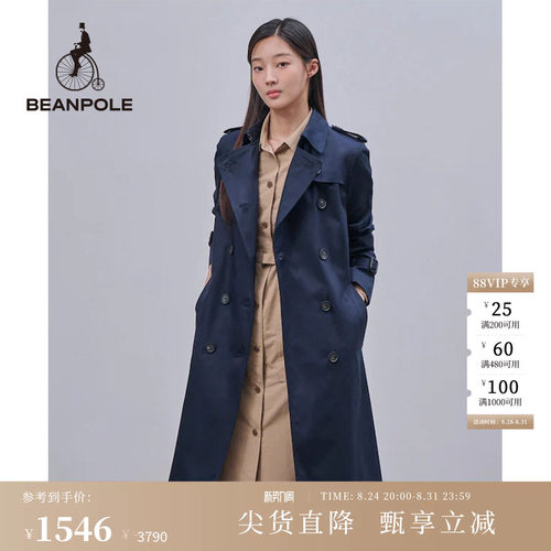 滨波双排扣简约长款风衣