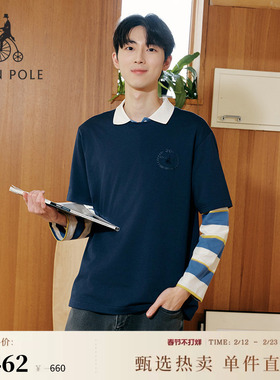 【20周年庆系列】BEANPOLE滨波 春夏情侣全棉休闲时尚圆领短袖T恤