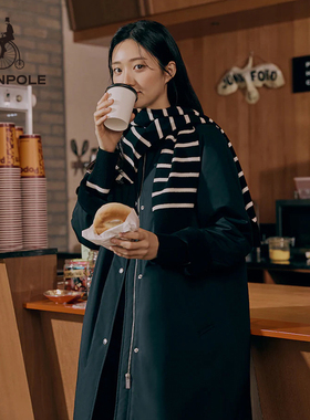 BEANPOLE滨波  女士商务休闲黑色松弛感职场简约时尚通勤长款棉服