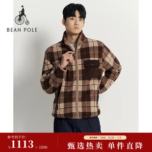 老钱风简约格纹摇粒绒面料夹克外套 BEANPOLE滨波秋冬男士 新品