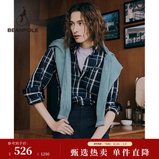 泡泡纱 长袖 BEANPOLE滨波 美拉蓝商务格纹简约风时尚 衬衫 男士