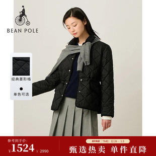 2025女士中长款 BEANPOLE滨波 简约翻领绗缝棉服夹棉外套 新品