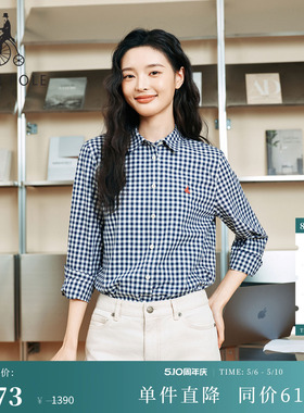 【新品】BEANPOLE滨波 2026年春季女方格纹修身简约休闲长袖衬衫