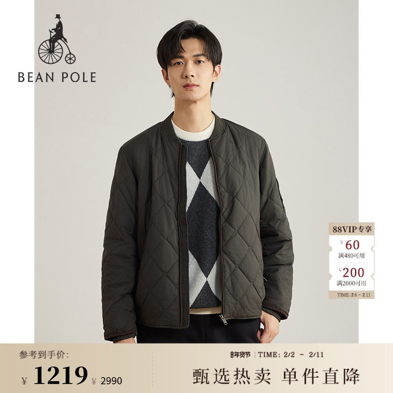 BEANPOLE滨波男士商务风优雅休闲简约黑色通勤基础款菱格绗缝