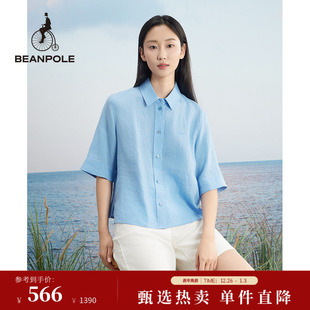 衬衫 BEANPOLE滨波 日常活力休闲简约职场短袖 天蓝色韩式 女士时尚