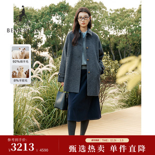 含绵羊毛BEANPOLE滨波秋冬女士松弛感柔系老钱风手缝大衣 新品