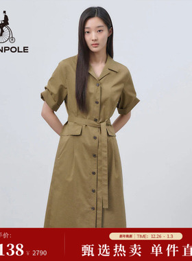 BEANPOLE滨波 女士时尚泡泡纱衬衫型腰部修身气质简约户外连衣裙