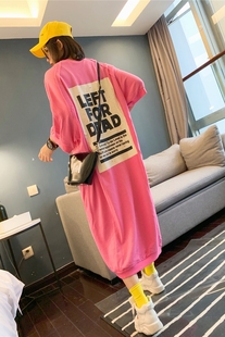 t恤女夏季 網(wǎng)紅中長(zhǎng)款 歐貨大版 大碼 顯瘦體恤 寬松過膝純棉短袖 新款