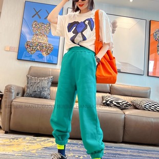 JL SUNFLOWER冬季韩版加绒宽松运动裤高腰休闲大码新款束脚卫裤女