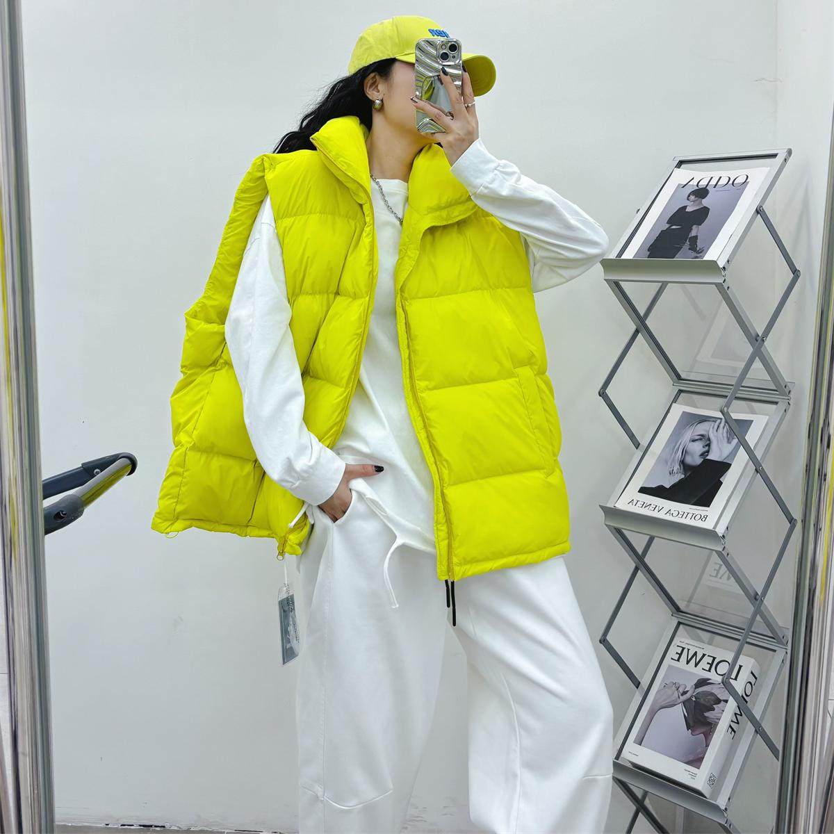 韩系ins洋气立领糖果色羽绒马甲女欧洲站秋冬季新款大码无袖外套