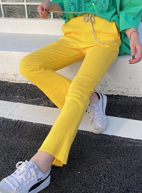 sunflower九分裤女春秋季高腰显瘦白色中裤小脚裤外穿大码打底裤