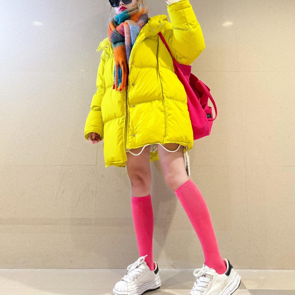 多巴胺中长款羽绒服时尚潮酷连帽