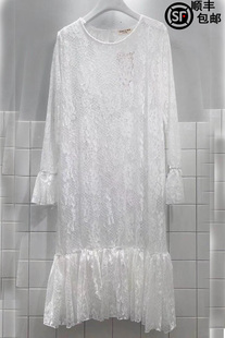 荷叶边喇叭袖 中长款 蕾丝打底裙内搭半身裙 韩版 sunflower秋冬女装