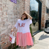 荷叶边拼接短袖 SUNFLOWER韩国东大门宽松中长款 t恤连衣裙女夏