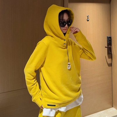 加绒加厚宽松纯棉连帽卫衣打底衫