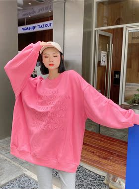 JL SUNFLOWER欧货女装春季潮牌宽松卫衣外套oversize大码刺绣上衣