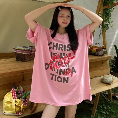 宽松圆领纯棉夏季半袖大码t恤