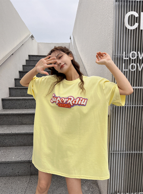 JL SUNFLOWER春季黑色宽松纯棉短袖t恤女大码显瘦重工刺绣上衣ins