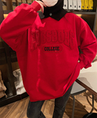 显瘦外套潮 新款 SUNFLOWER重工刺绣红色大码 宽松纯棉卫衣女春季