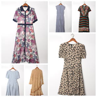 古着vintage日系雪纺连衣裙 实拍售卖17 温柔风宽松遮肉长裙