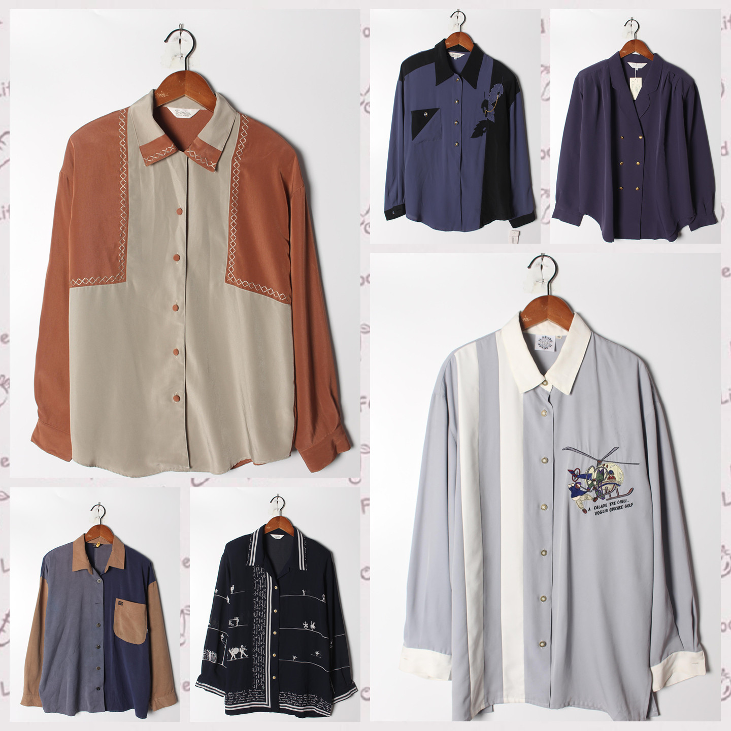 古着Vintage孤品棉麻花刺绣白衬衫孤品日系 女上衣 实拍售卖105