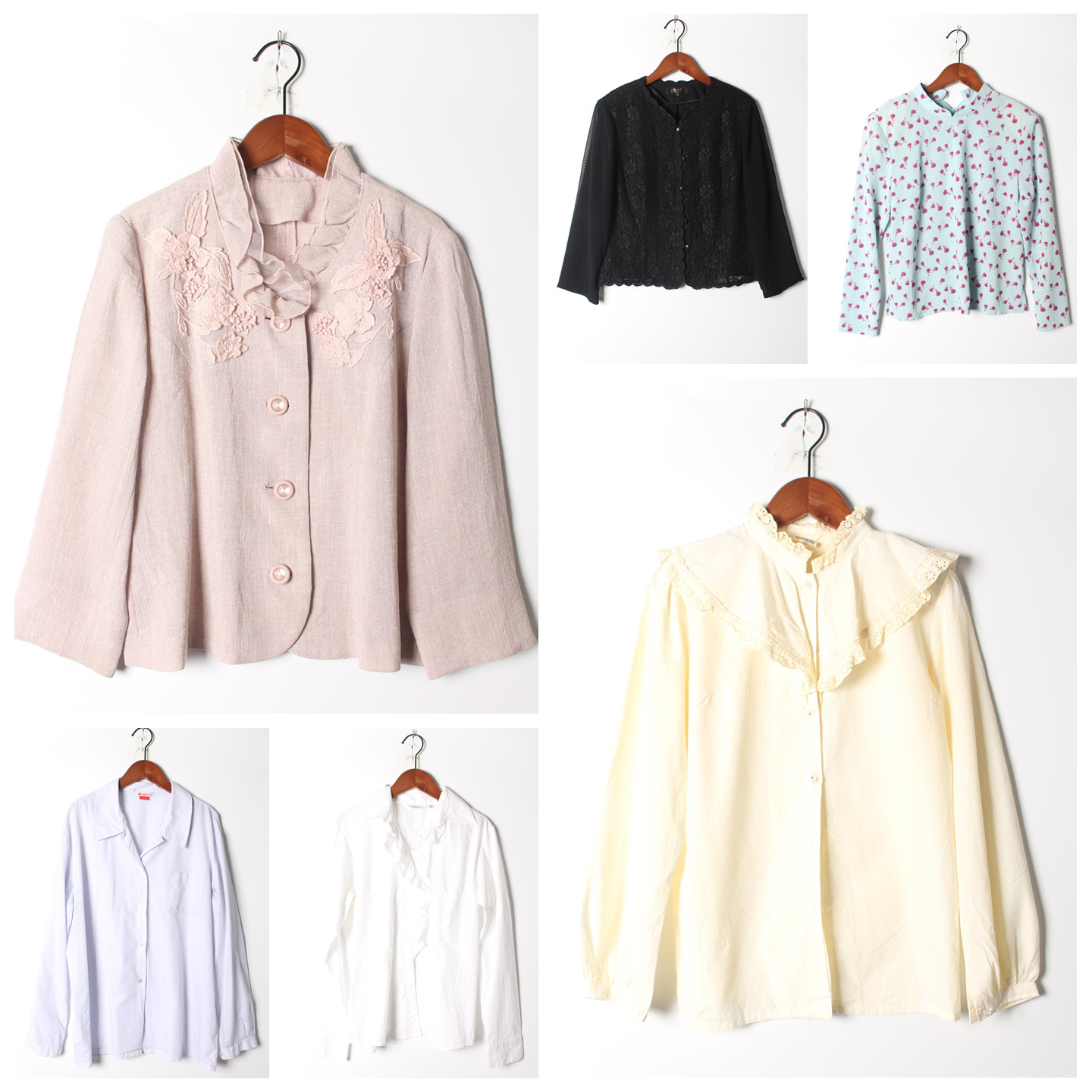 古着Vintage孤品棉麻花刺绣白衬衫孤品日系 女上衣 实拍售卖137