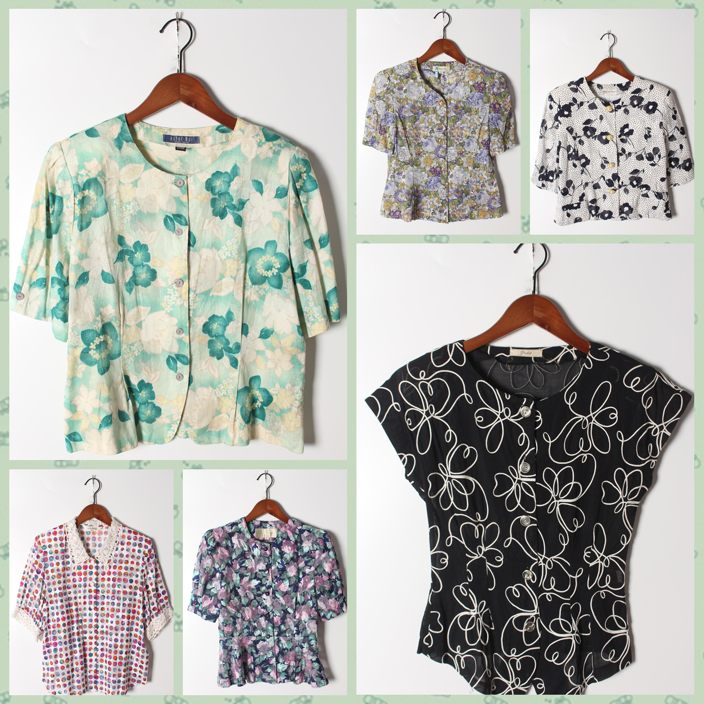 古着Vintage孤品棉麻花刺绣白衬衫孤品日系 女上衣 实拍售卖195