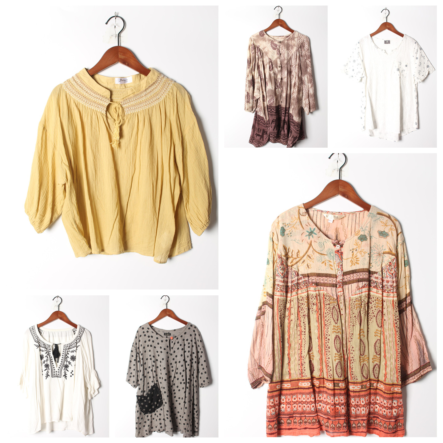 古着Vintage孤品棉麻花刺绣白衬衫孤品日系 女上衣 实拍售卖139