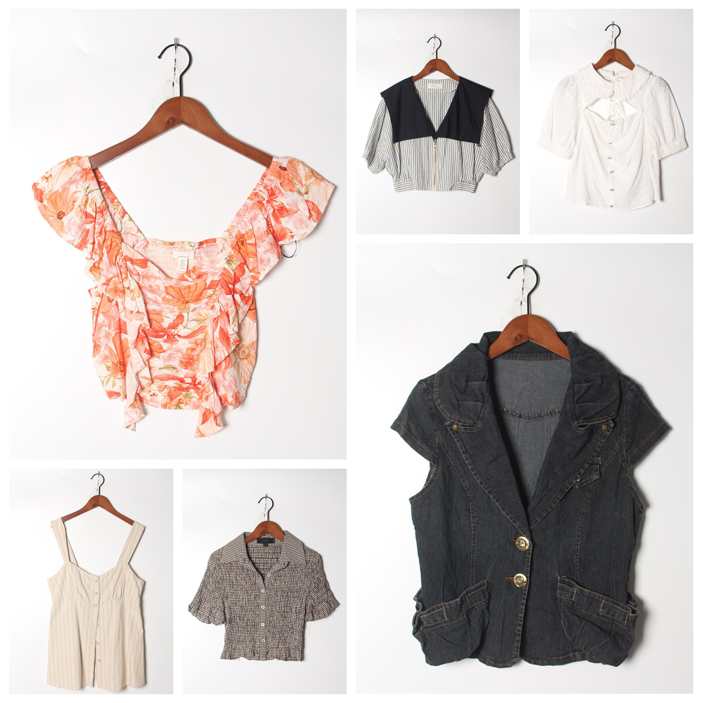 古着Vintage孤品棉麻花刺绣白衬衫孤品日系 女上衣 实拍售卖173