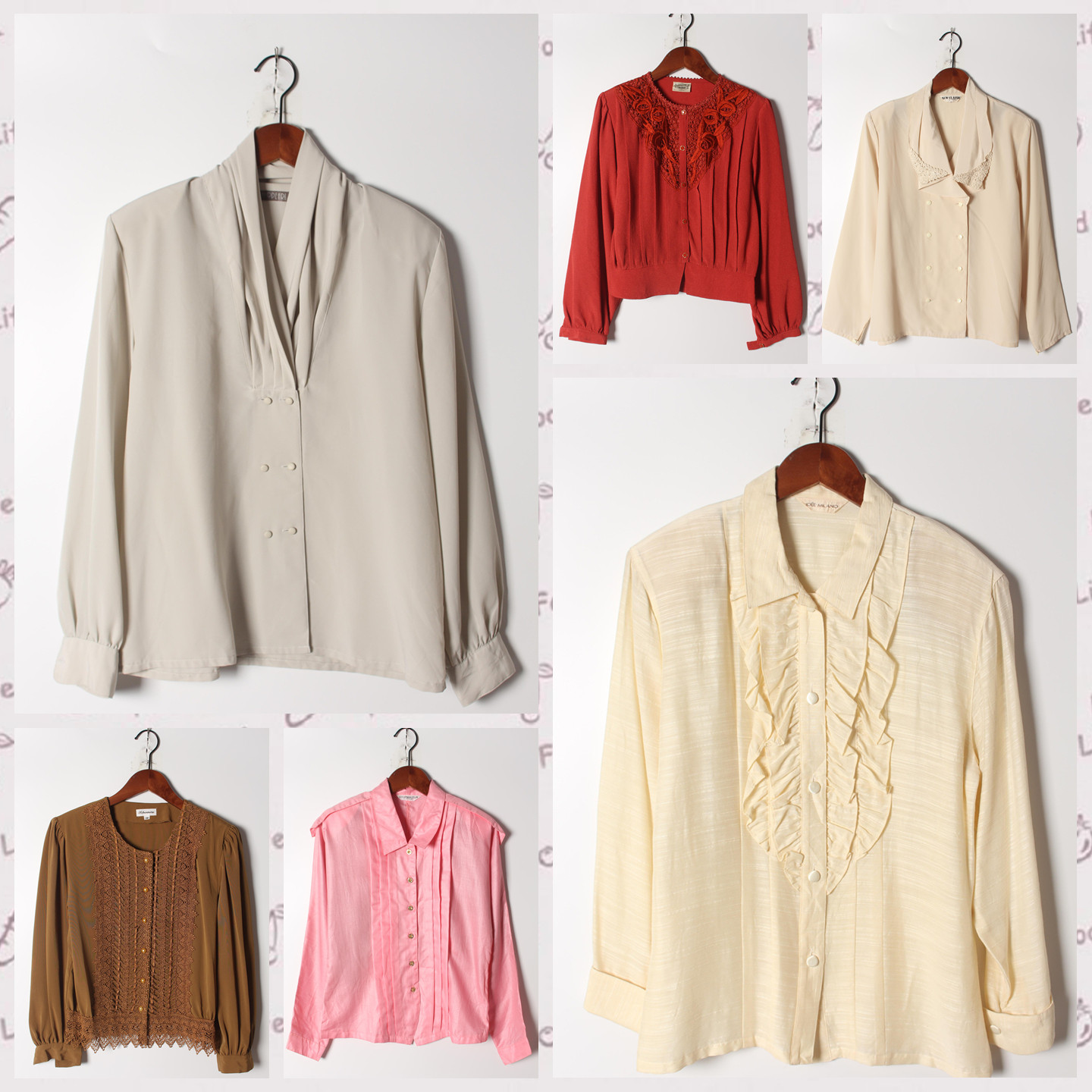 古着Vintage孤品棉麻花刺绣白衬衫孤品日系 女上衣 实拍售卖167