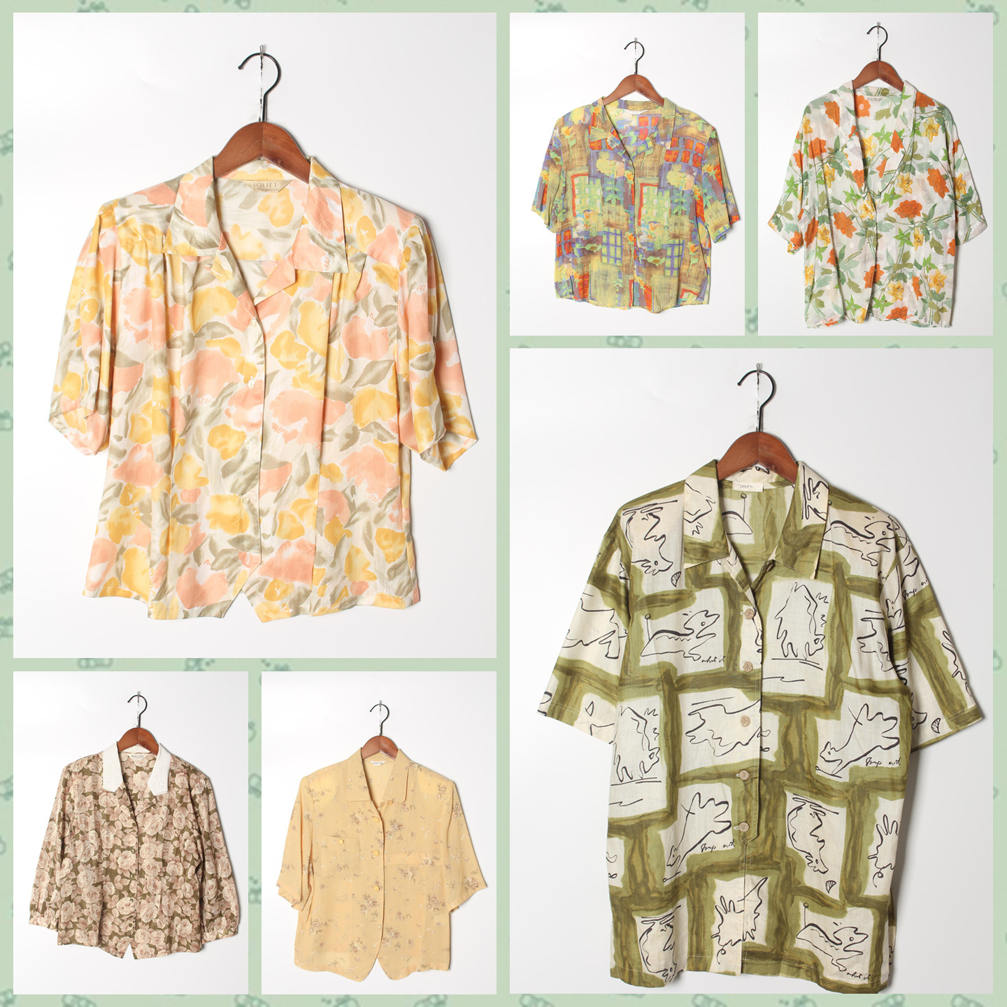 古着Vintage孤品棉麻花刺绣白衬衫孤品日系 女上衣 实拍售卖201