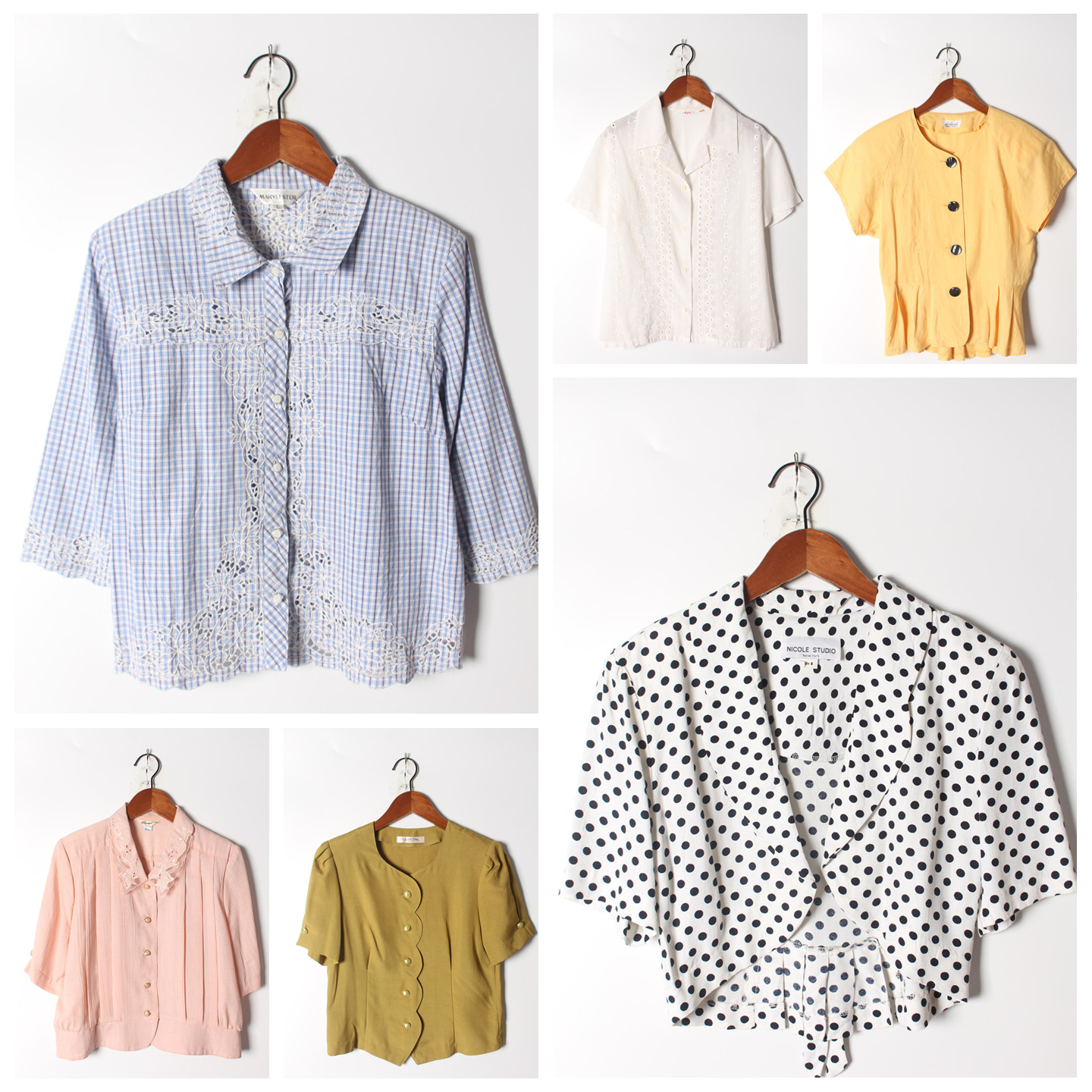 古着Vintage孤品棉麻花刺绣白衬衫孤品日系 女上衣 实拍售卖157