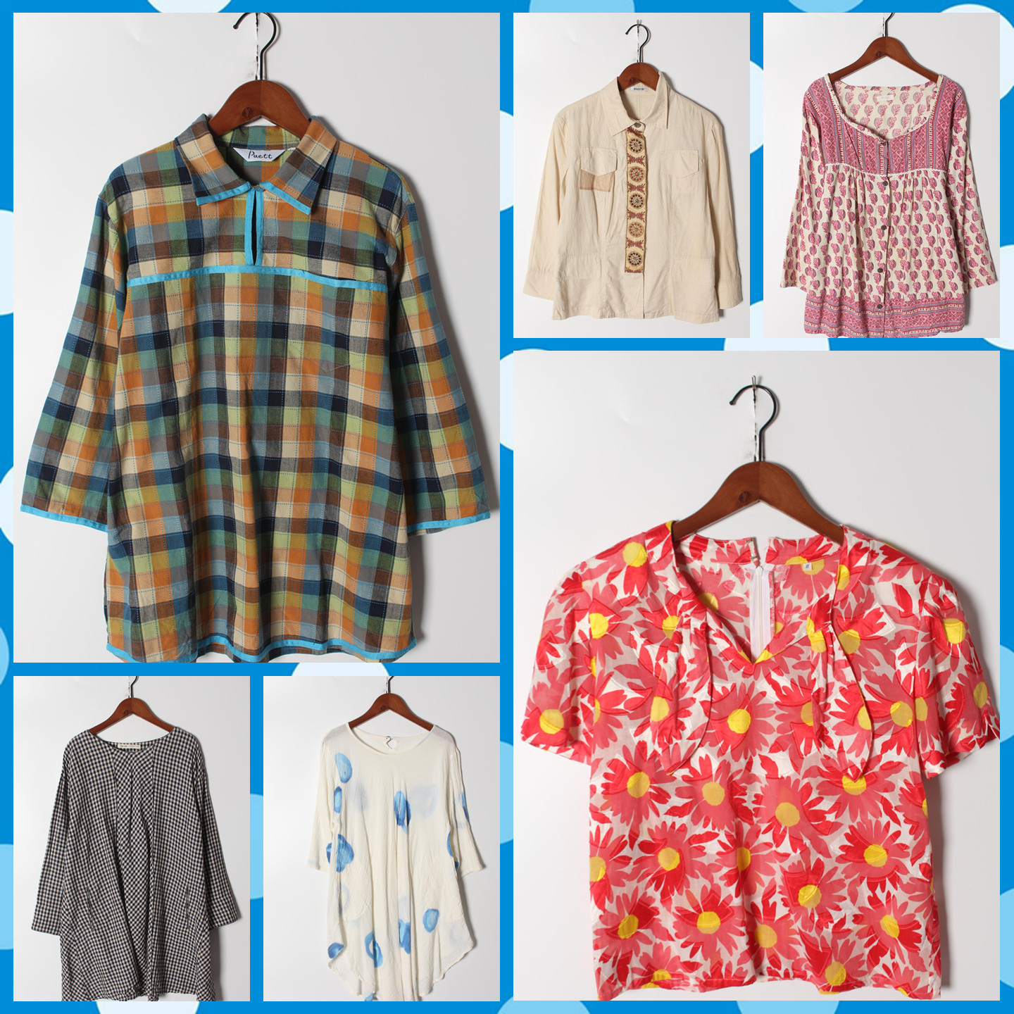 古着Vintage孤品棉麻花刺绣白衬衫孤品日系 女上衣 实拍售卖186