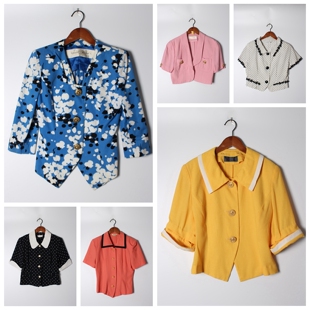 vintage古着短袖西装女薄款透气通勤百搭显瘦小个子西服上衣6