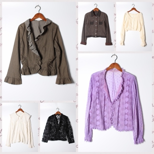 宫廷女上衣 实拍售卖69 孤品日系 古着Vintage孤品棉麻刺绣白衬衫