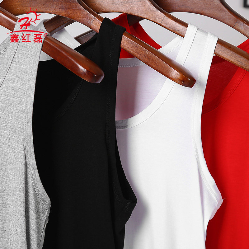 莫代尔男士背心男运动青年紧身打底T恤加肥加大码中老年跨栏汗衫