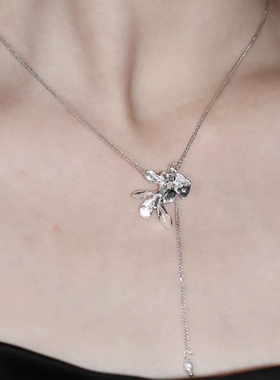 URTY 一朵海棠花 s930纯银设计小众简约百搭女项链礼物