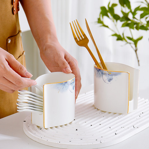 勺子笼骨瓷家用创意叉勺收纳筒