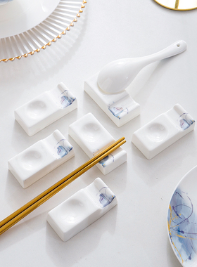 4个骨瓷轻奢筷托酒店两用公筷枕家用筷架勺托厨房餐桌摆台筷架托