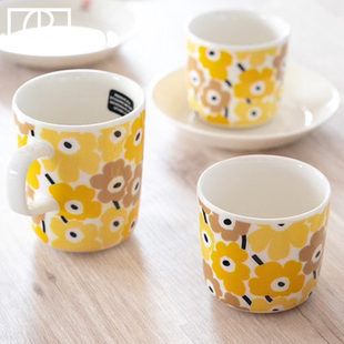 芬兰Marimekko 2024日本限定黄色Pikkuinen unikko马克杯手握餐具