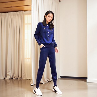 小香风时尚休闲套装女春秋款高级感气质名媛炸街洋气阔腿裤两件套